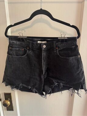 Abercrombie & Fitch Black Washed Distressed Jean Curve Love Mom Shorts